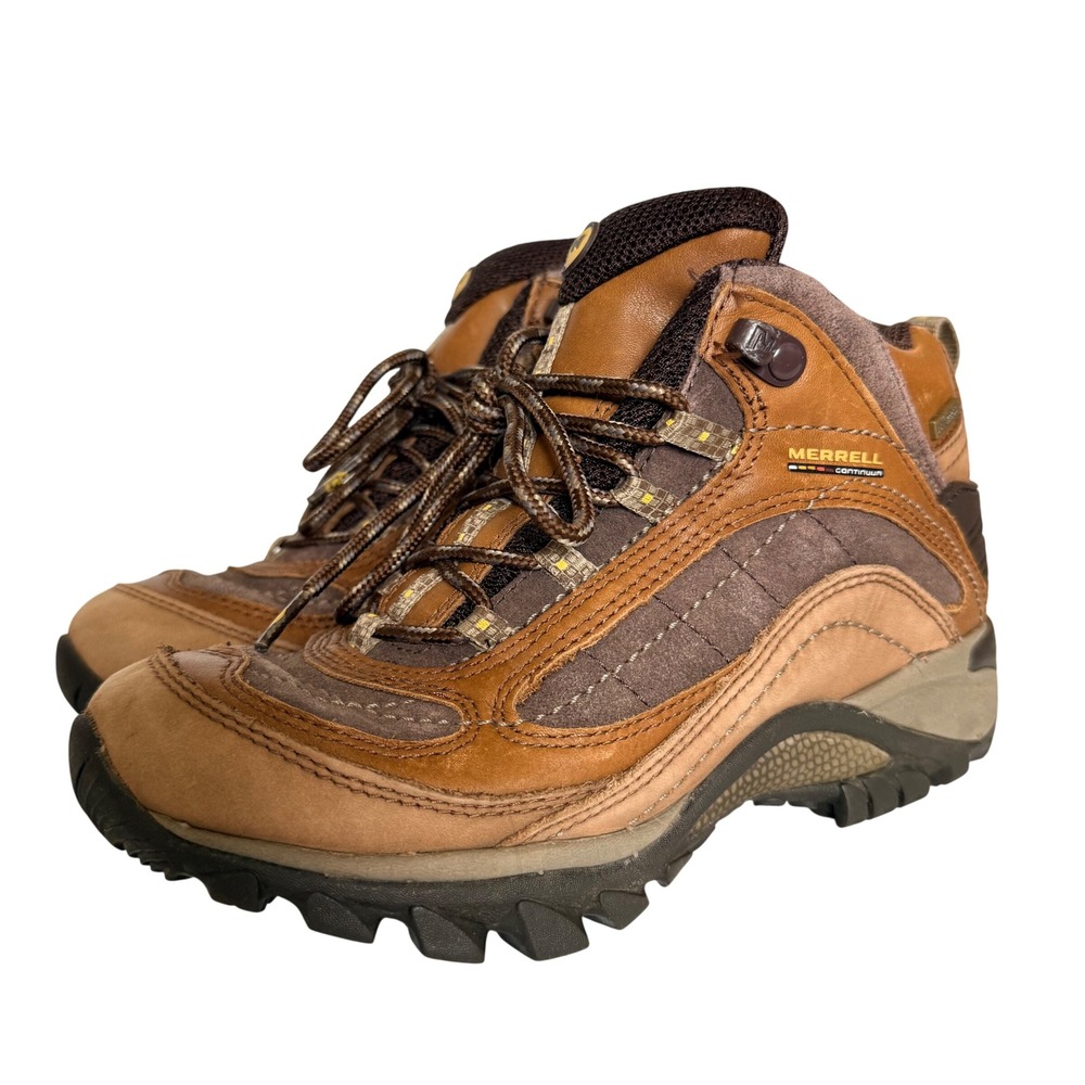 Merrell Continuum Waterproof Hiking Boots Women 6 Brown Leather Vibram J16038